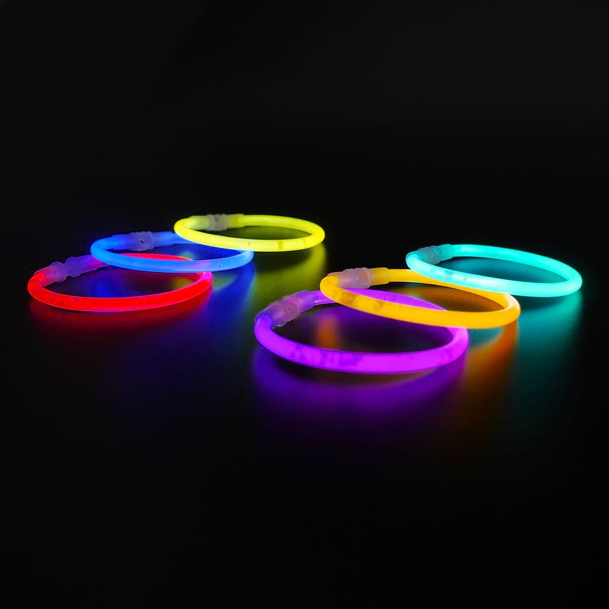 100 braccialetti fluo - mix di 6 colori