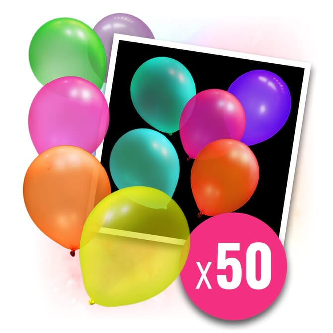 50 ballons fluo UV multicolores