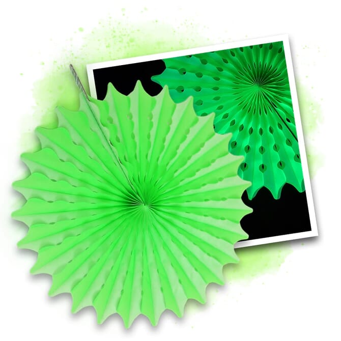 Groene Neon UV Honingraatwaaier 45 cm