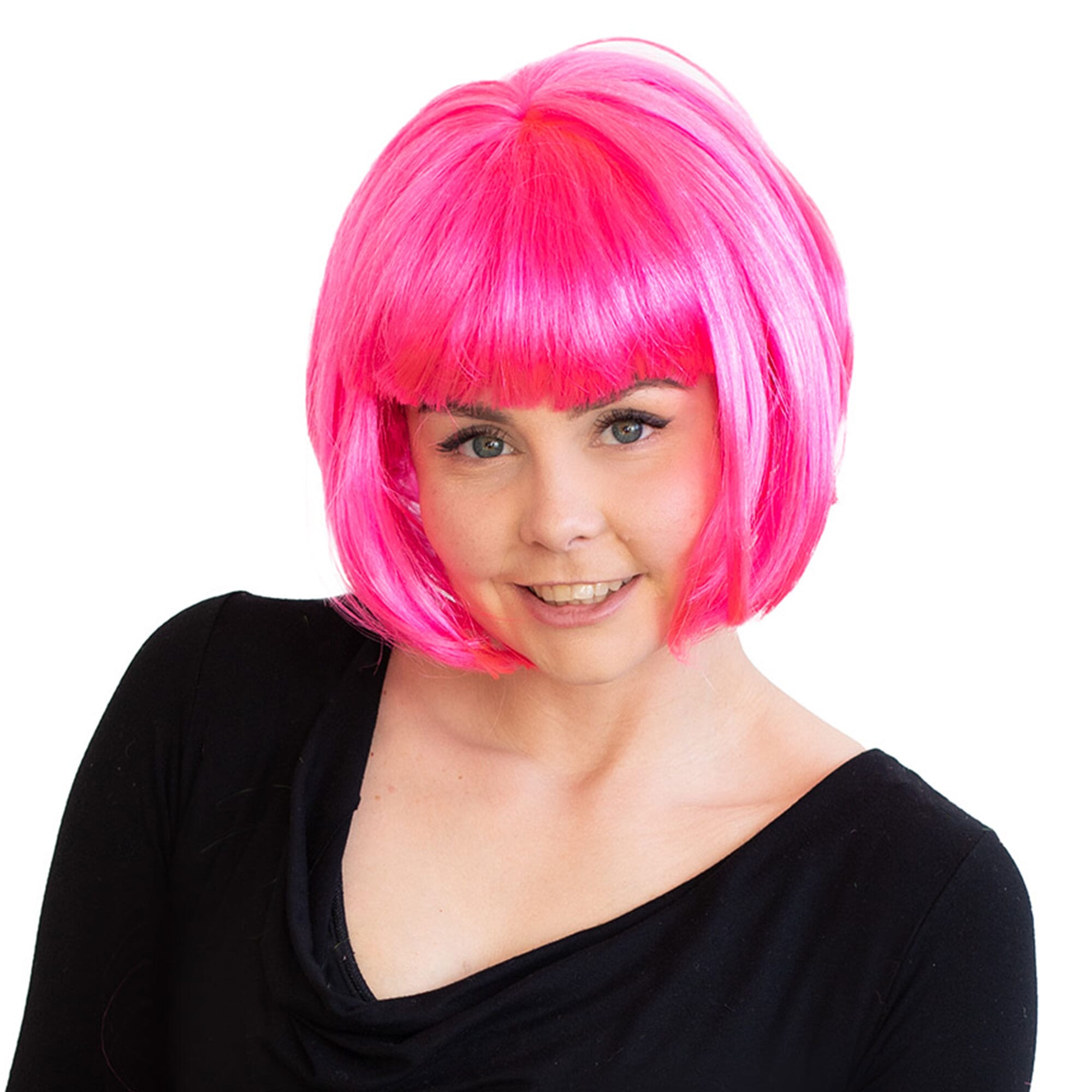 PINK UV Reactive (GLOWS In Blacklight) Bob Wig cheapest 100%Human Hair