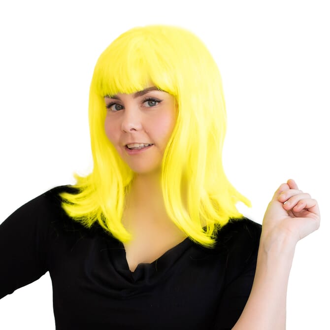 Parrucca giallo neon lunghezza spalla