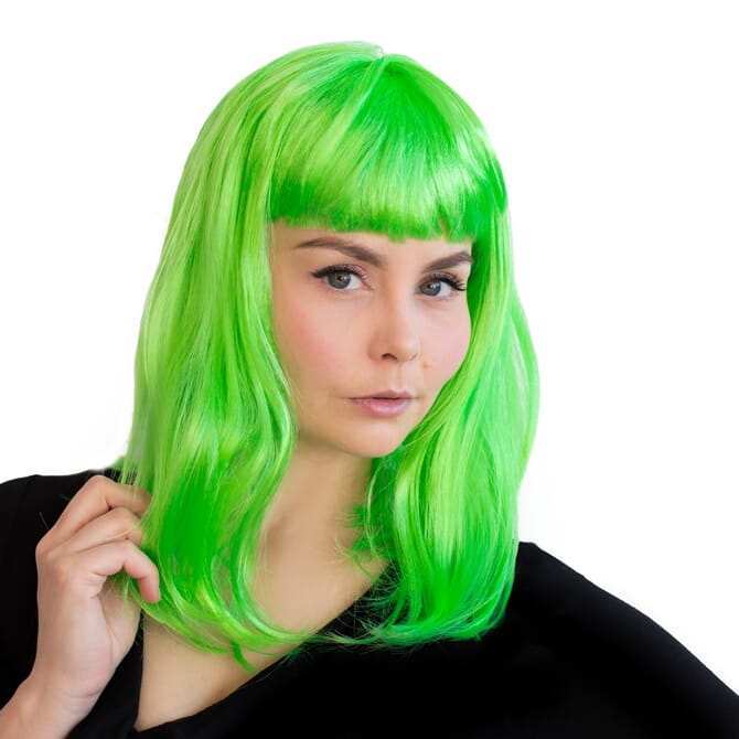 Parrucca verde fluo lunghezza spalla