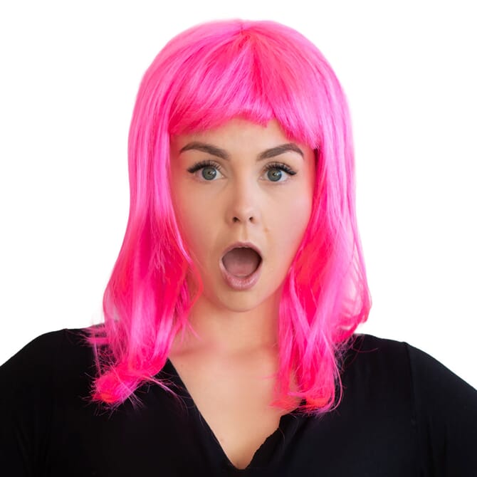 Parrucca rosa fluo lunghezza spalla