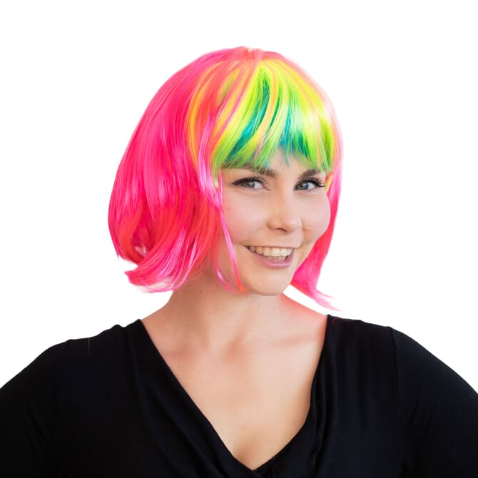 Parrucca arcobaleno fluo UV in stile bob