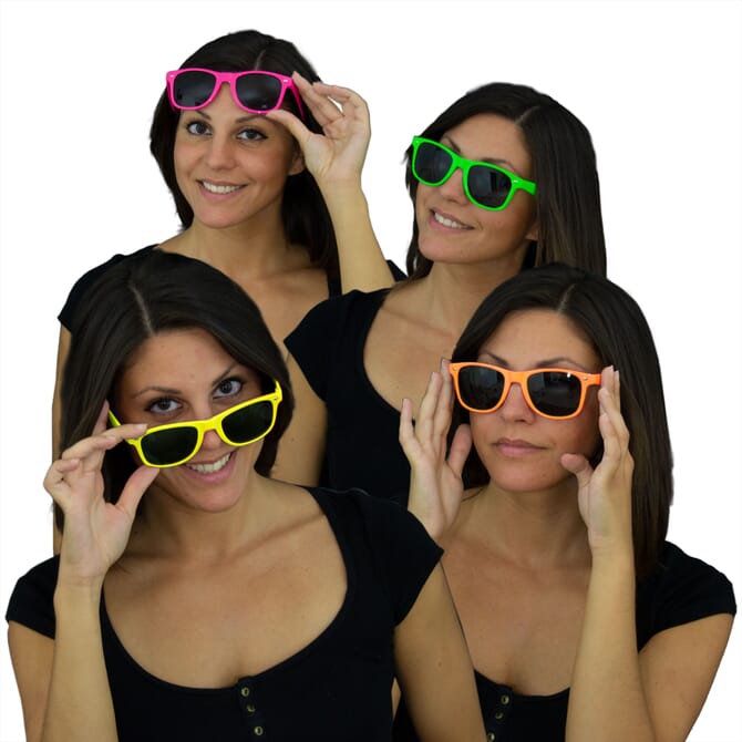 Neon UV Sonnenbrillen – 4 Farben Set