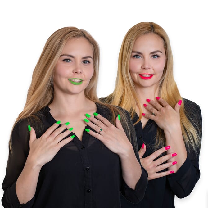 Faux ongles fluo - rose & vert - auto-adhésifs
