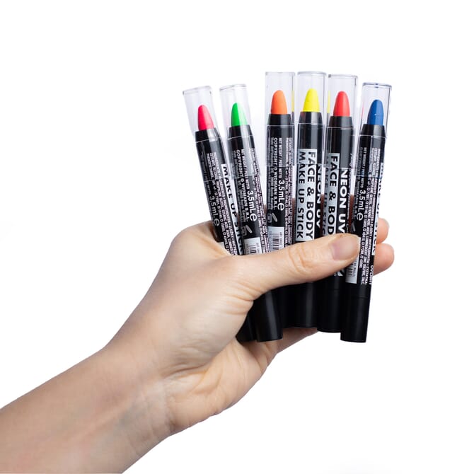 Neon UV Bodypaint Stiften - 6 Kleuren Set