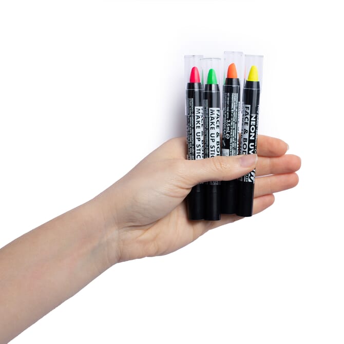 Neon UV Body Paint Sticks, 4 Colour Set