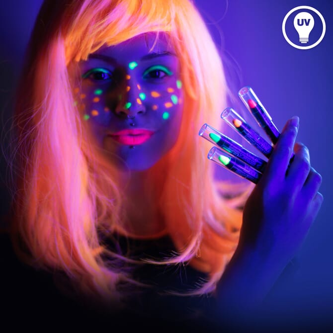 Neon UV Bodypaint Stifte – 4 Farben Set