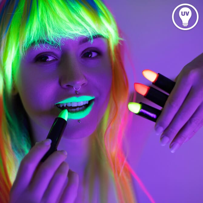 Neon UV Lippenstift Set – 4 Farben