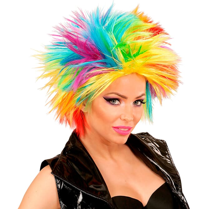 80s Regenboog Punk Pruik