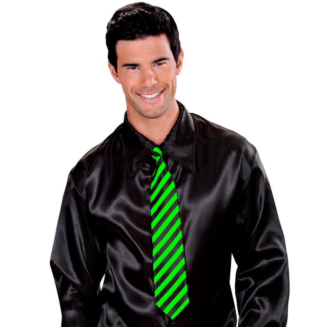 Cravatta fluo UV verde a righe
