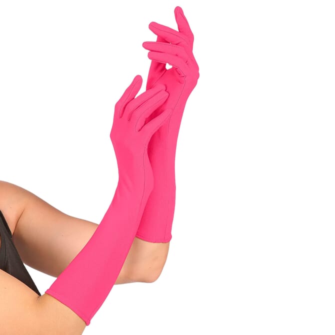 Neon-pinke Partyhandschuhe mit Schwarzlicht Effekt