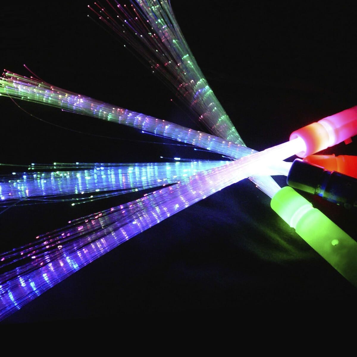 12 Stück Leuchtstäbe: LED Leuchtstab Glasfaser, Leuchtwedel, LED