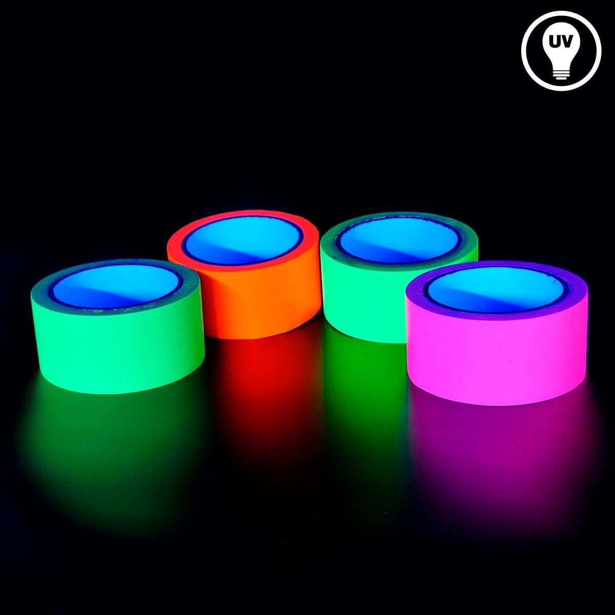 Neon Klebeband [Größere Größe] Neon Gaffa Tape, UV aktiv Tape,  Fluoreszierendes, Leuchtband, 6 Farben, 25MM*15M Pro Rolle für Halloween