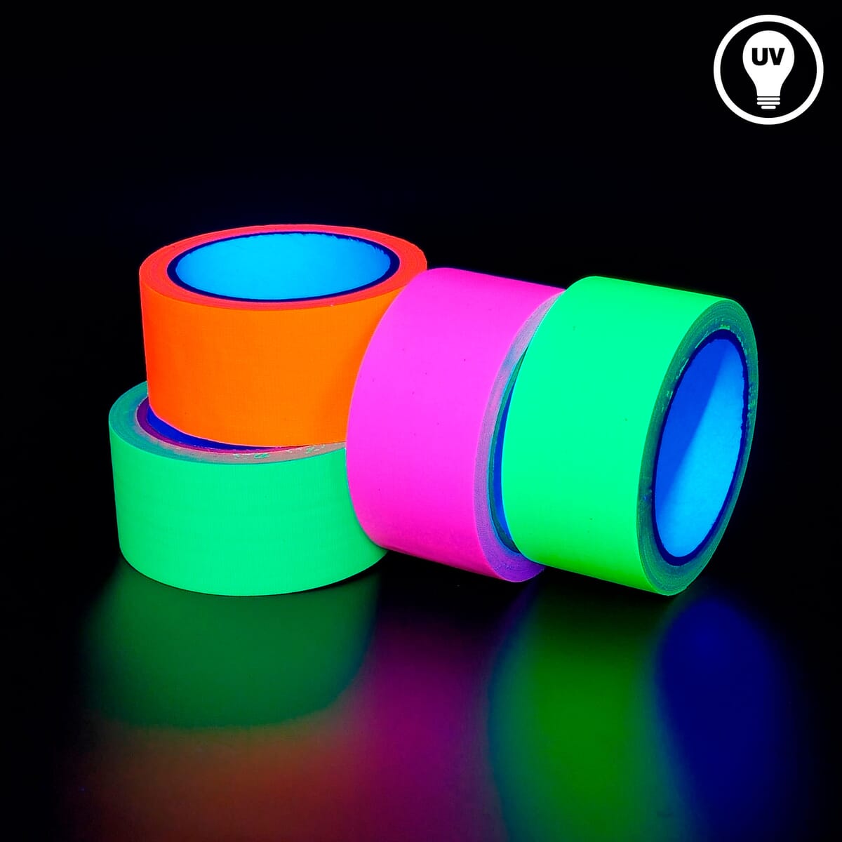 Neon UV Klebeband 50 mm - 4 Farben Set