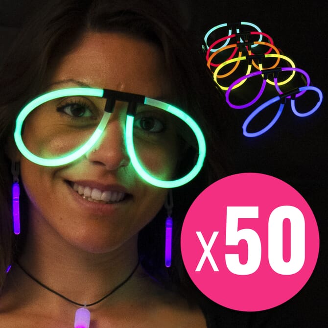50 leuchtende Knicklichter Brillen